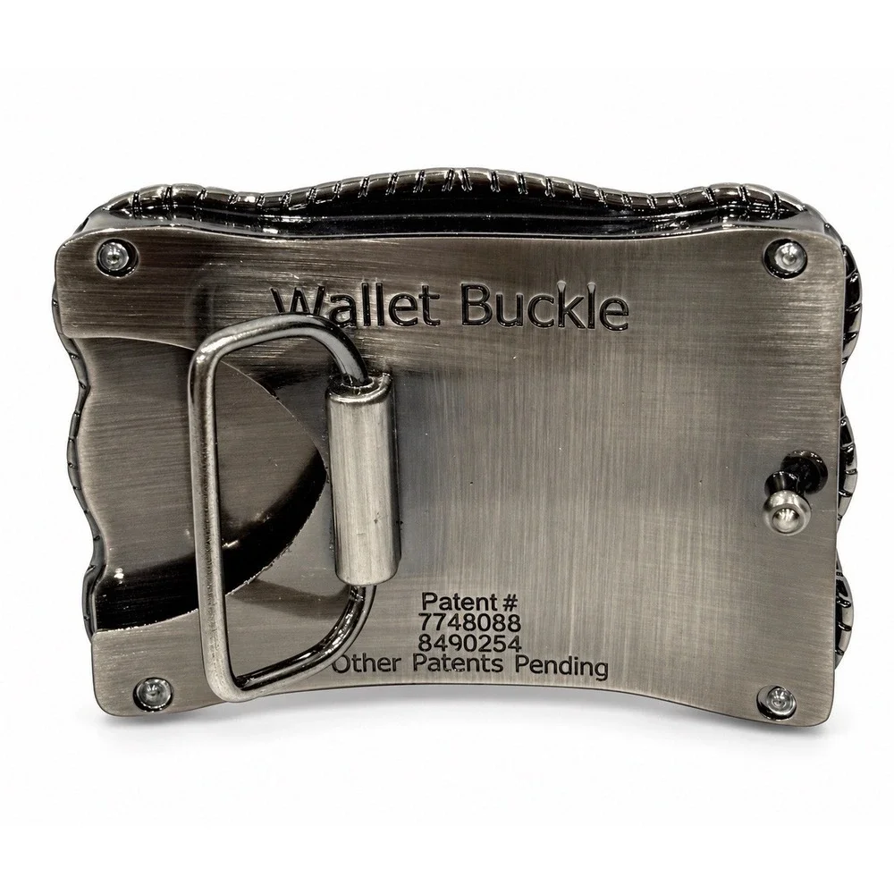 Wallet Buckle Gunmetal Metal Belt Buckle Hidden Wallet Card Holder Patented
